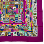 Hermes Scarf Silk Carre 90 Correspondanc Horse Pattern Purple — view 5