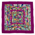 Hermes Scarf Silk Carre 90 Correspondanc Horse Pattern Purple