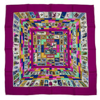 Hermes Scarf Silk Carre 90 Correspondanc Horse Pattern Purple