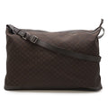 Gucci GG Nylon Shoulder Bag Travel Leather Brown