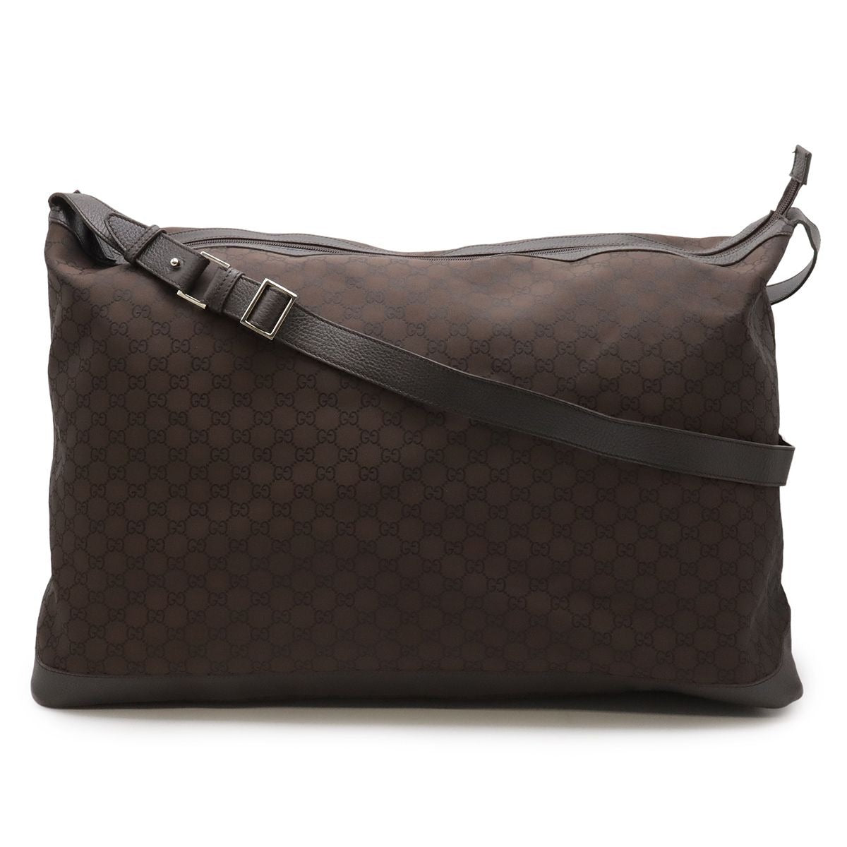 Gucci GG Nylon Shoulder Bag Travel Leather Brown