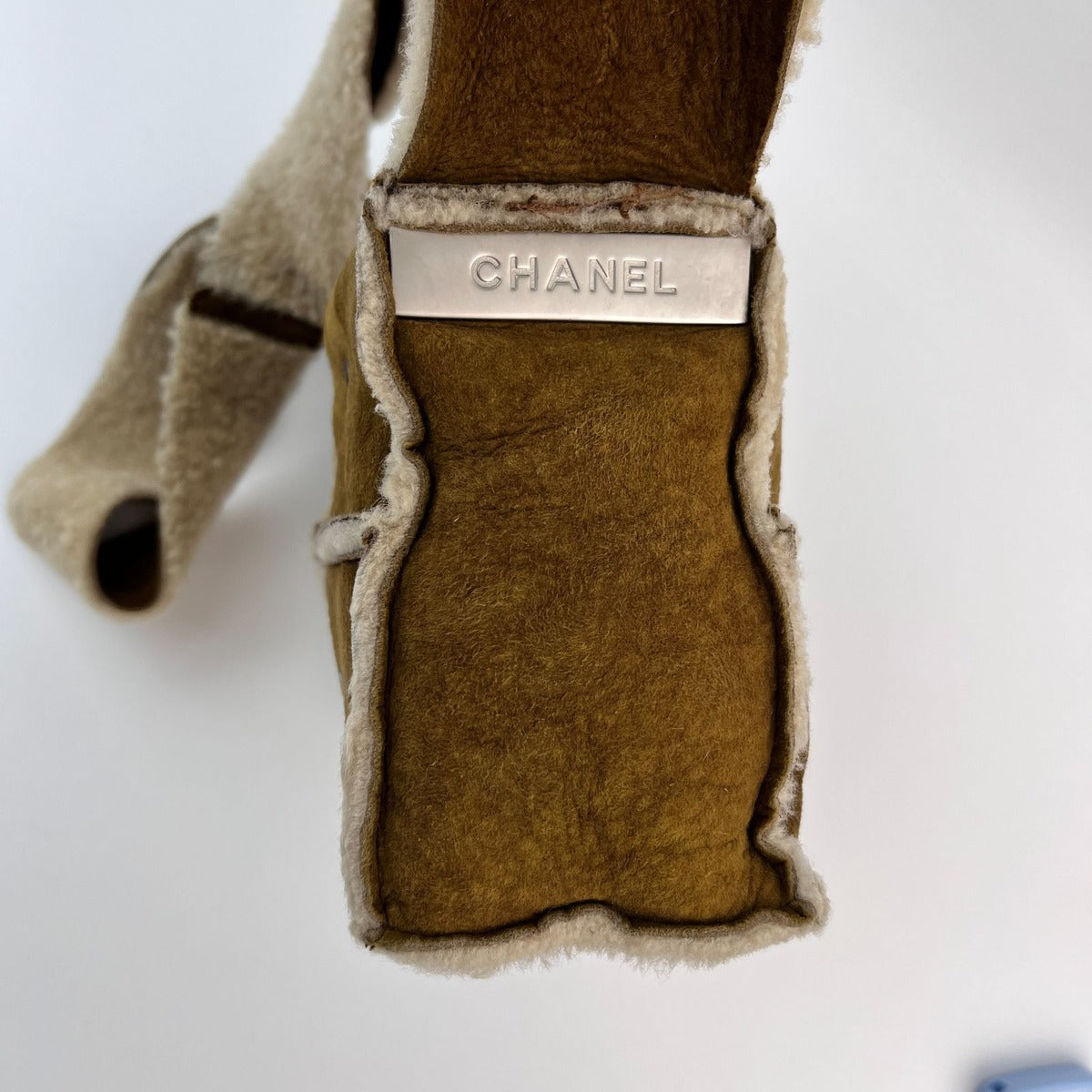 Chanel CC Logo Quilted Shoulder Bag Brown Mouton Suede Vintage — view 6