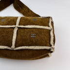 Chanel CC Logo Quilted Shoulder Bag Brown Mouton Suede Vintage — view 8