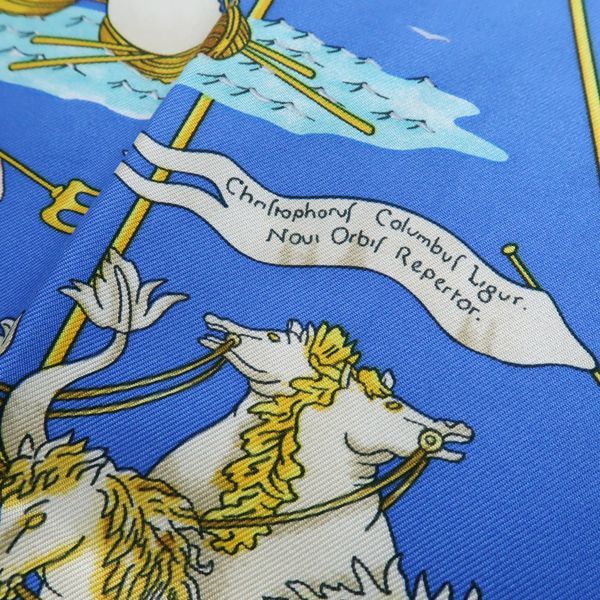 Hermes 90 Voiles De Lumiere Sailing Ship Of Light Blue Silk Scarf Box — view 6
