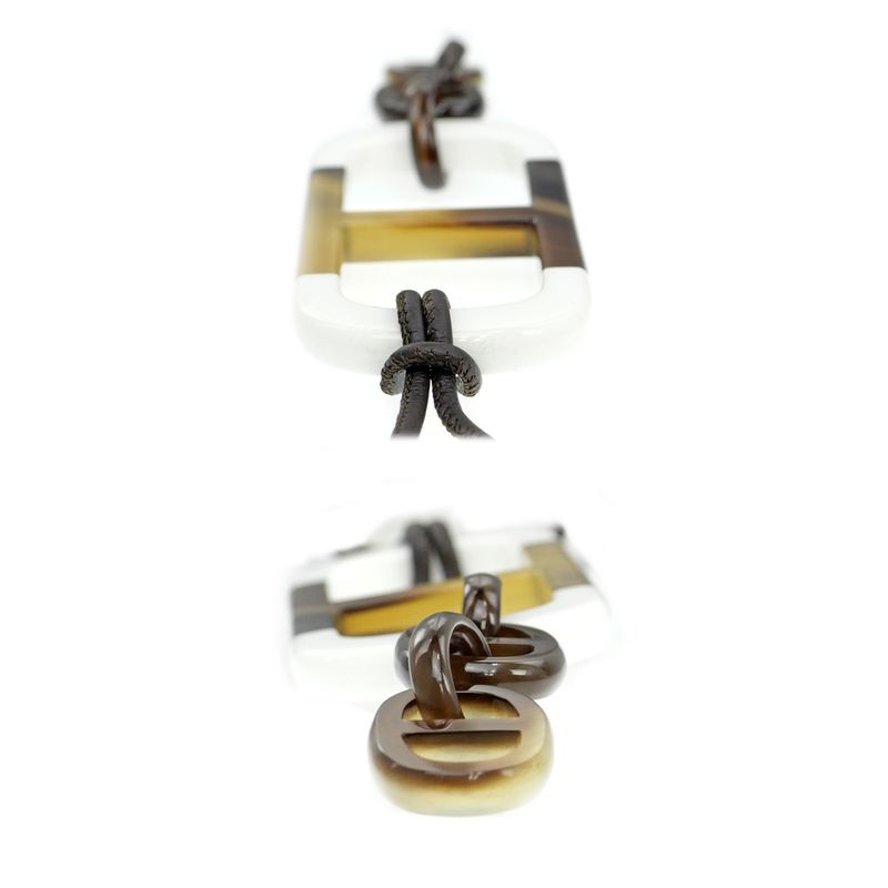 Hermes Necklace Amar Buffalo Horn White Brown Pendant Accessories — view 5