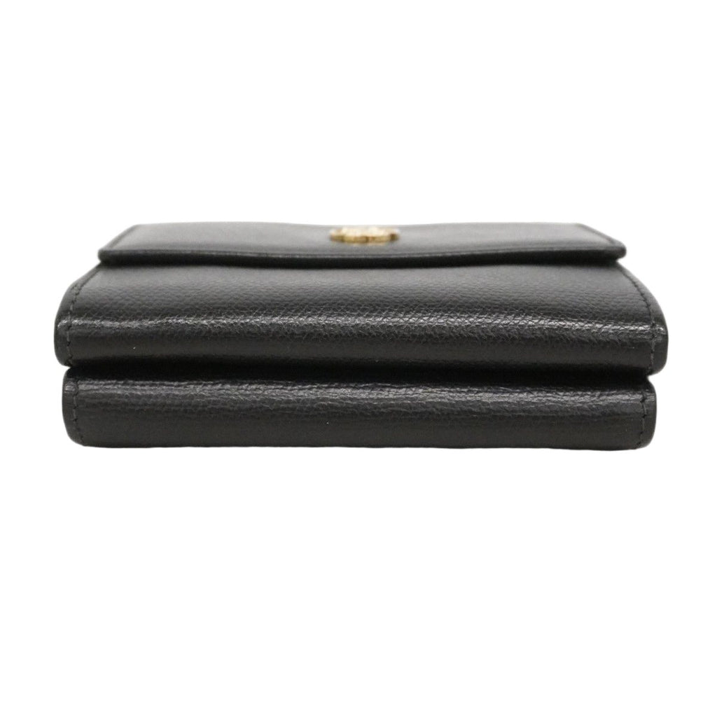 Chanel Trifold Wallet Coco Button Leather Black Champagne Gold — view 2