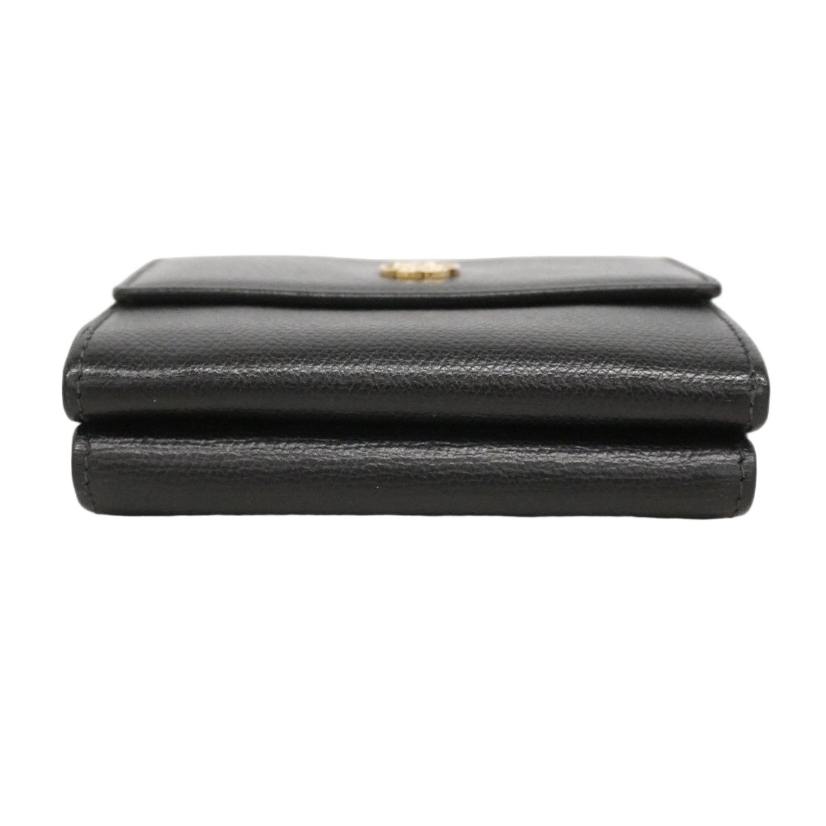 Chanel Trifold Wallet Coco Button Leather Black Champagne Gold — view 2