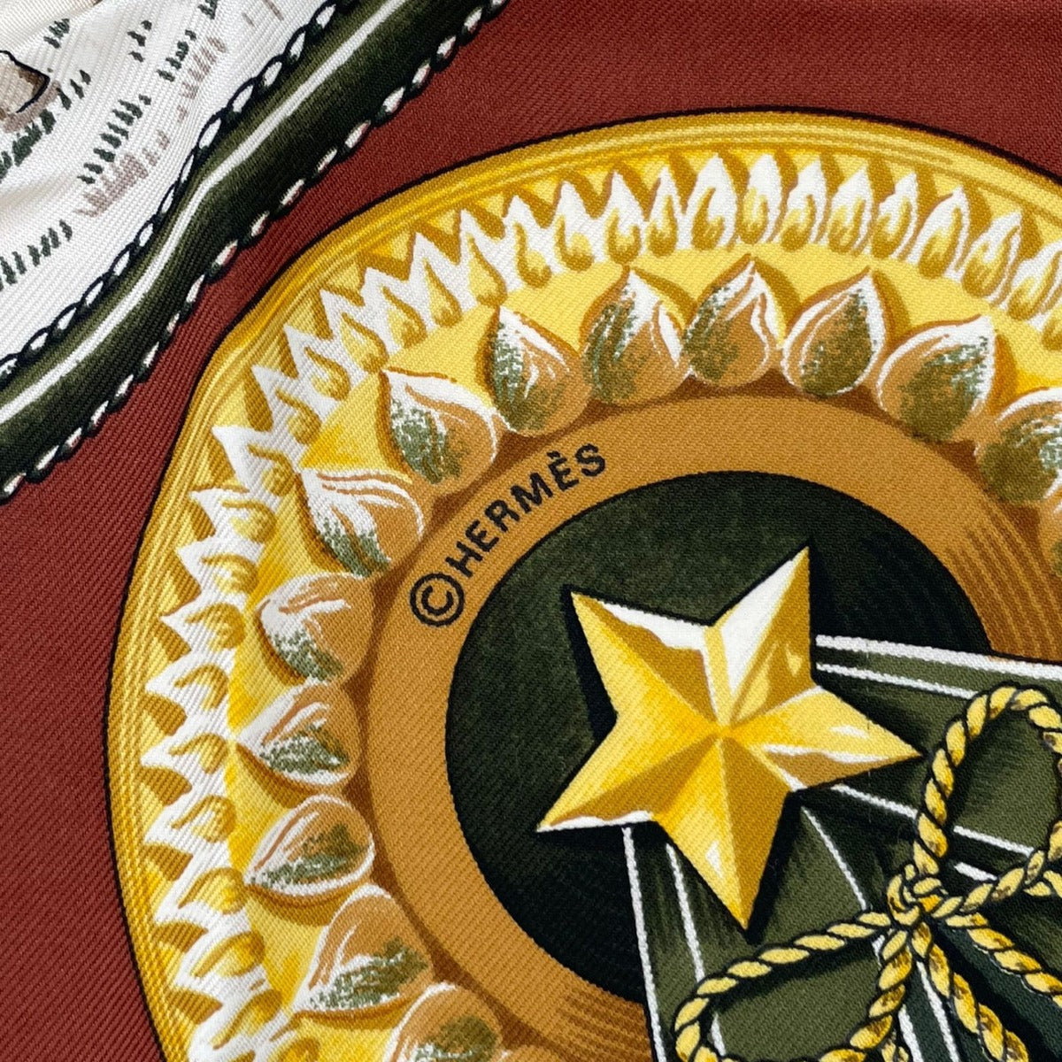 Hermes Scarf Silk Carre 90 Chevaux de Trait Brown — view 9
