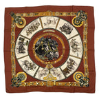 Hermes Scarf Silk Carre 90 Chevaux de Trait Brown