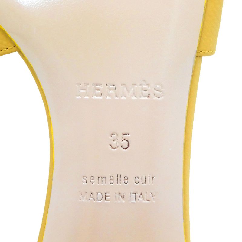 Hermes Oasis Sandals Size 35 Yellow Series Heel H Motif — view 7