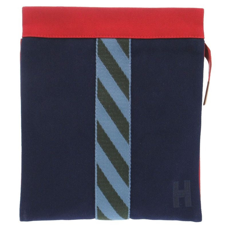 Hermes Gimetto Jumping High Case Clutch Bag Canvas Cotton Navy Blue 1032