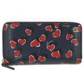Gucci Round Zipper Long Wallet Interlocking G Heart Pattern Leather Navy