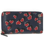 Gucci Round Zipper Long Wallet Interlocking G Heart Pattern Leather Navy