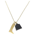Hermes Amulet Marokinier Gold Black Metal Buffalo Horn Necklace Pendant — view 2