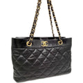 Chanel Quilted CC Logo Chainto Bag Lambskin Black Gold