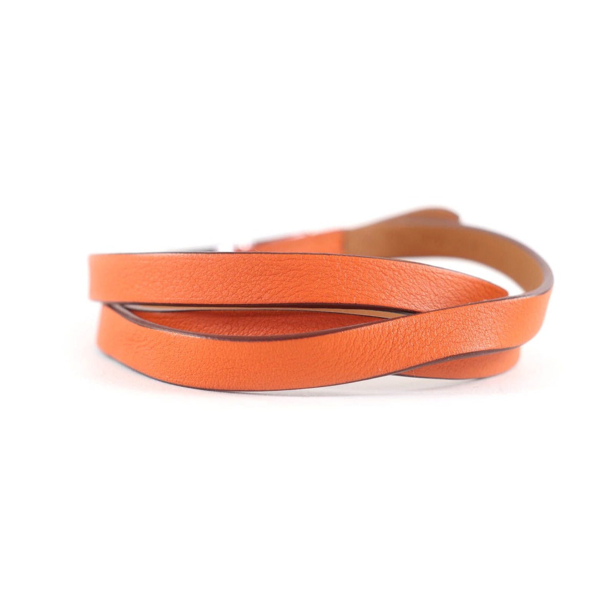 Hermes Behapi Double Tour Gold Orange Silver 3 Rows Leather Bracelet — view 3