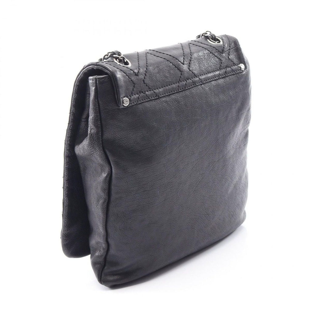Chanel Shoulder Bag Diamond Stitch Black Leather CC Logo Chain — view 2