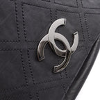 Chanel Shoulder Bag Diamond Stitch Black Leather CC Logo Chain — view 7
