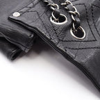 Chanel Shoulder Bag Diamond Stitch Black Leather CC Logo Chain — view 8