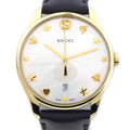 Gucci Watch Timeless 126.4 White Shell Dial Date Back Skew Black Cowhide
