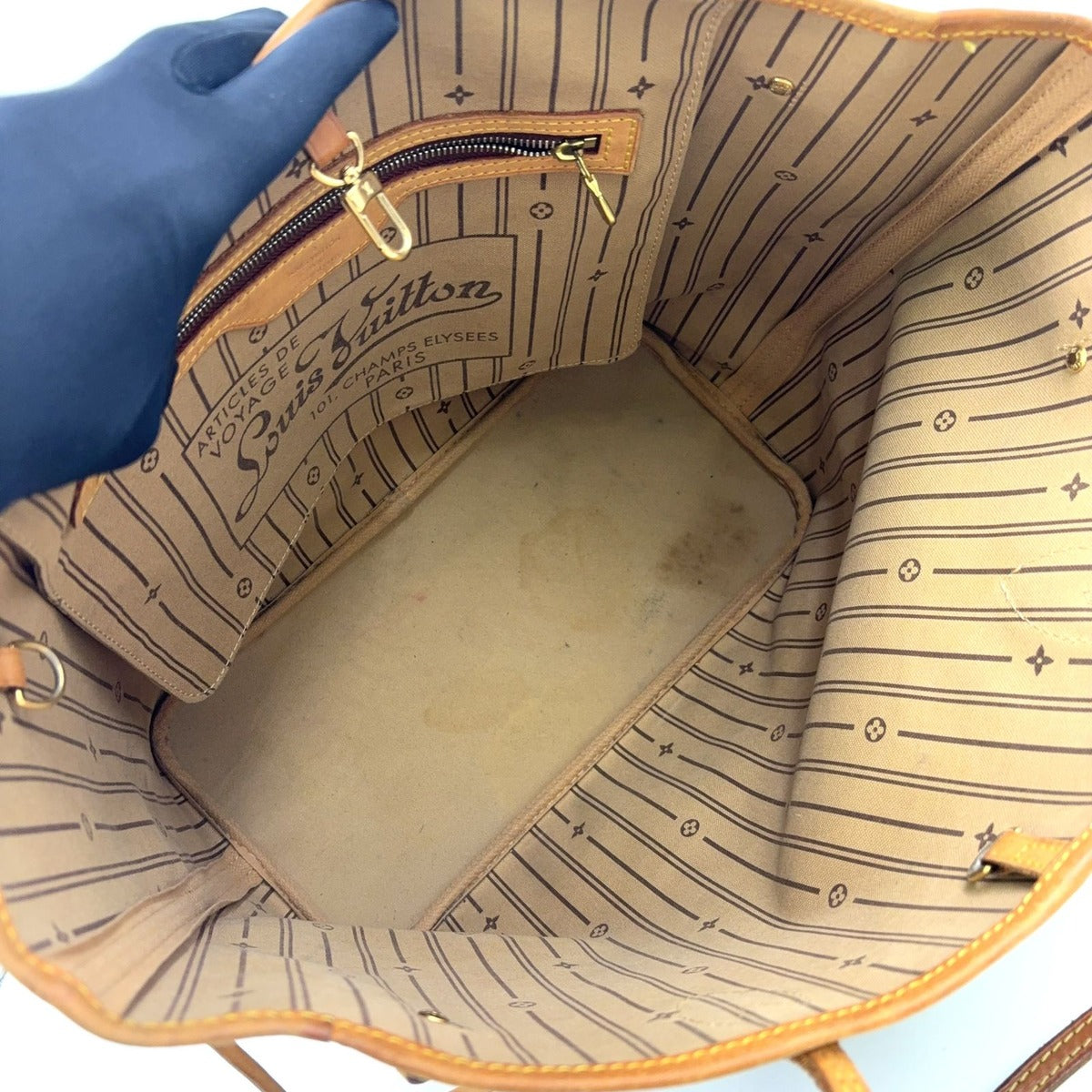 Louis Vuitton Neverfull MM Monogram Leather Brown Tote Gold — view 3