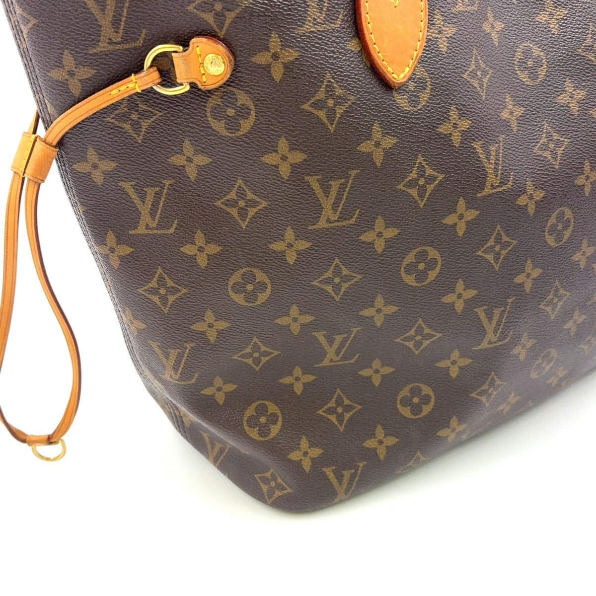Louis Vuitton Neverfull MM Monogram Leather Brown Tote Gold — view 7