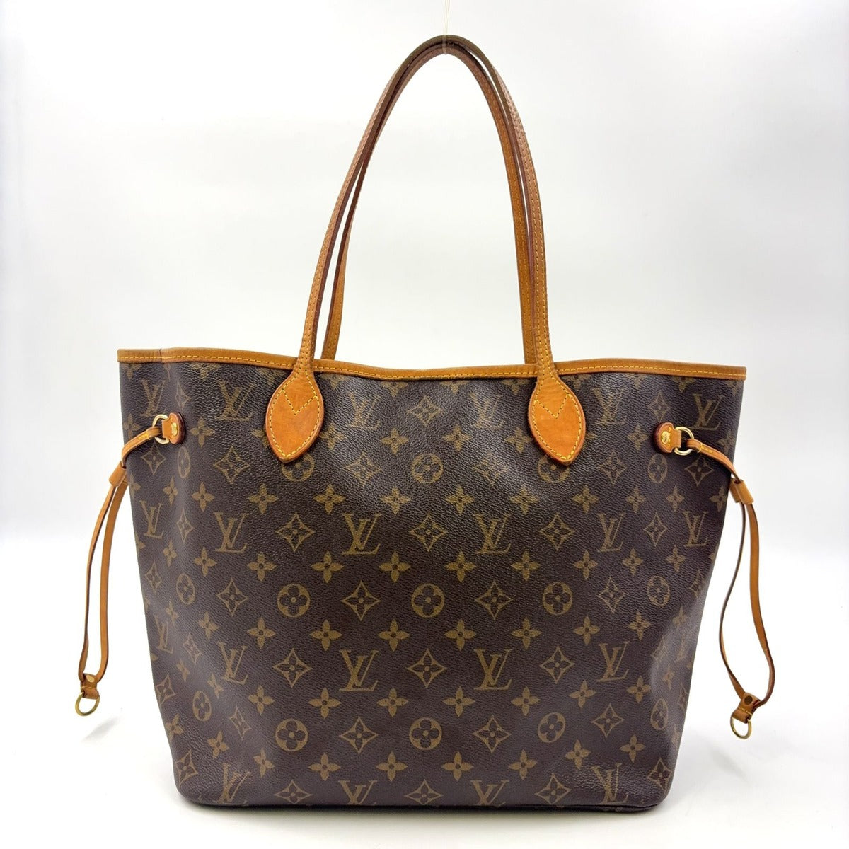 Louis Vuitton Neverfull MM Monogram Leather Brown Tote Gold