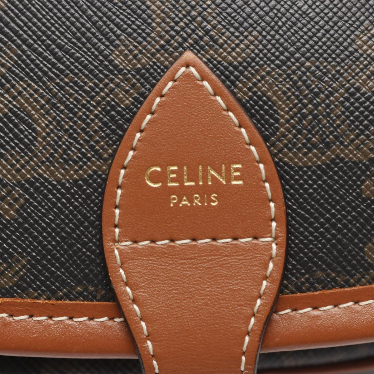 Celine Shoulder Bag Folco Triomphe Tan Canvas Leather — view 4