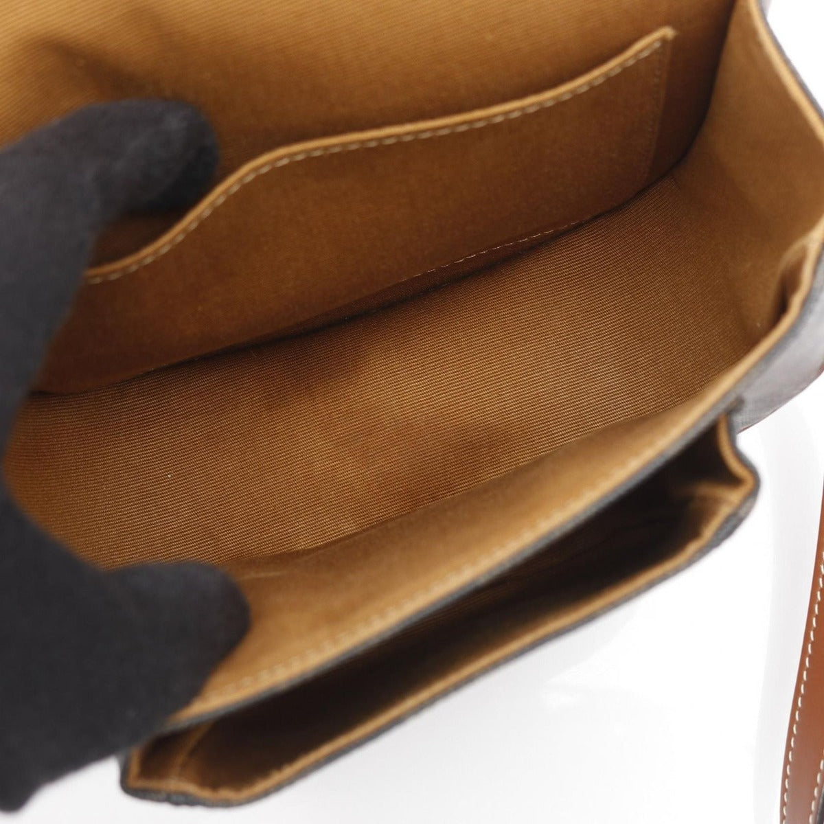 Celine Shoulder Bag Folco Triomphe Tan Canvas Leather — view 7