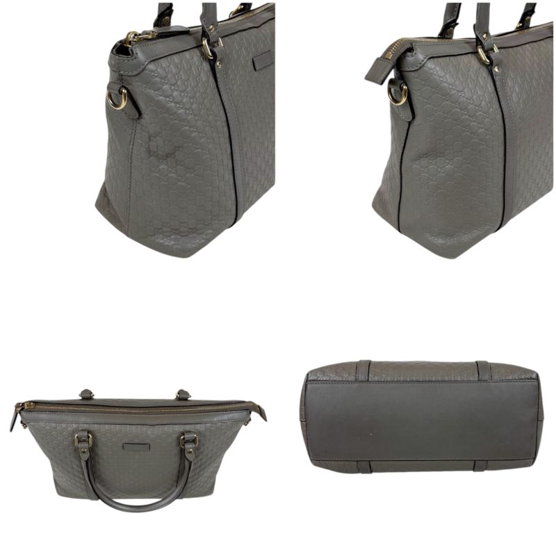 Gucci Micro Shimmer Leather Mini Tote Bag 2-Way Light Gray — view 4