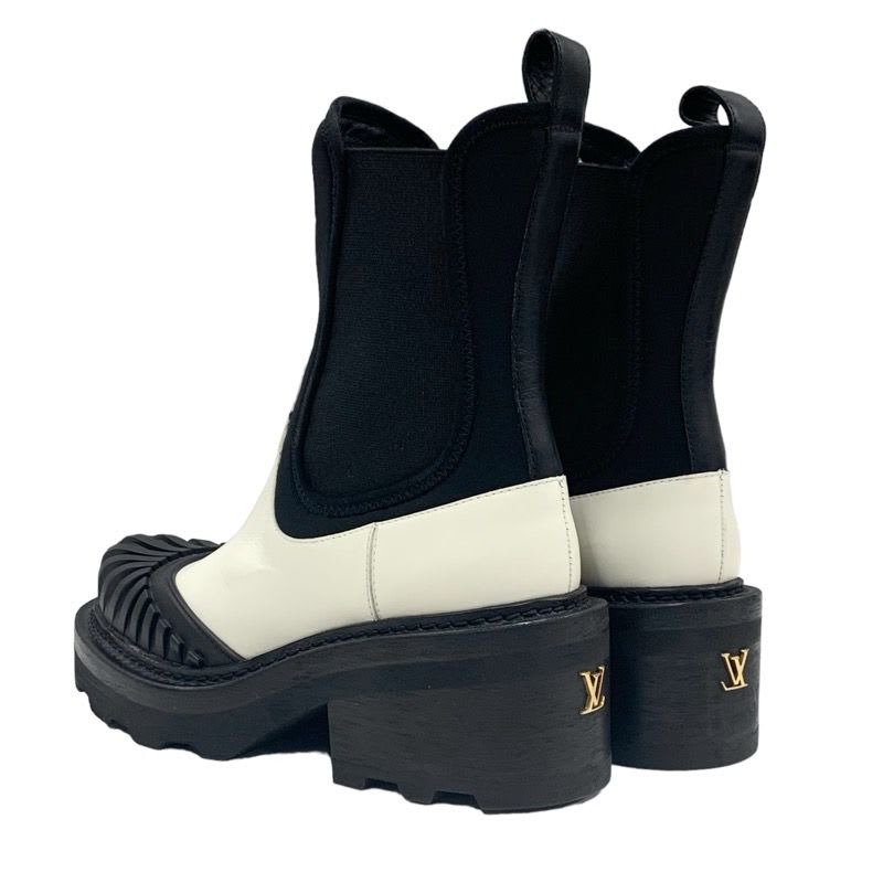 Louis Vuitton Bobur Line Boots Short Shoes Leather Fabric White Black — view 4