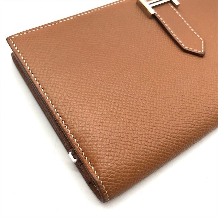 Hermes Bearn Souffle Epsom Gold Wallet Brown Leather — view 5