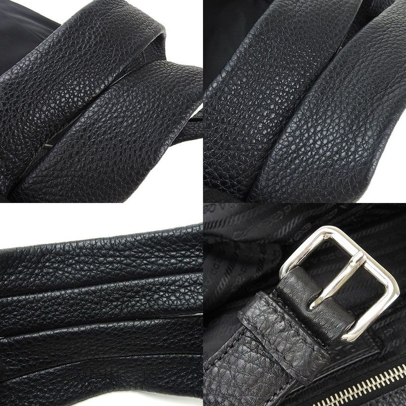 Prada 2-Way Tote Shoulder Bag Large Crossbody Nylon Blackblackleather Everyday — view 6