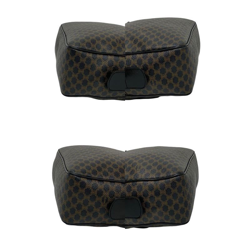 Celine Vintage Macadam Blason Triomphe Pattern Leather Handbag Mini Boston Bag