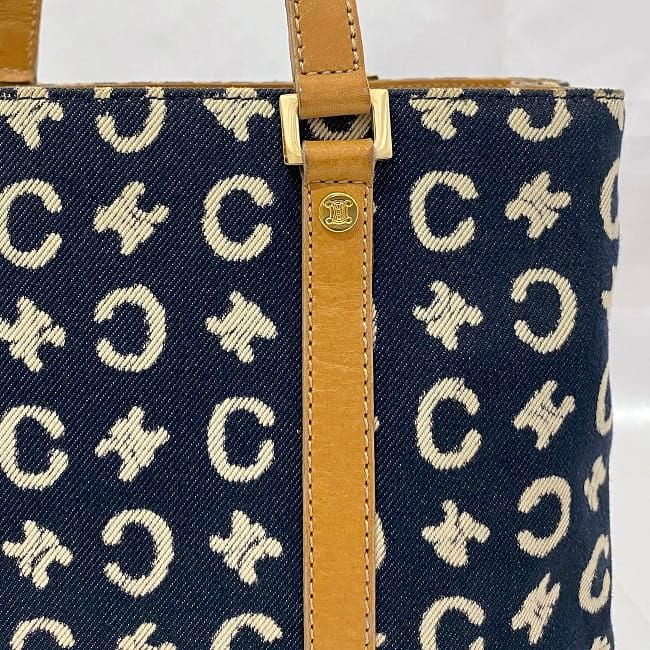 Celine Handbag Navy Blue Beige White C Macadam — view 6