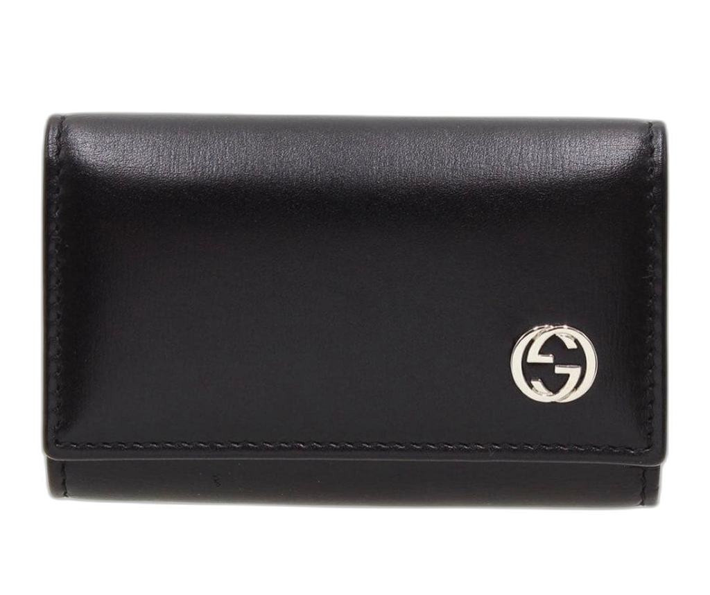 Gucci Interlocking Leather 6 Row Key Case Key Holder : Black