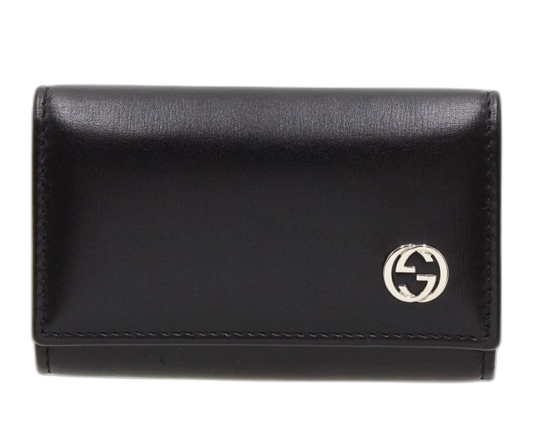 Gucci Interlocking Leather 6 Row Key Case Key Holder : Black