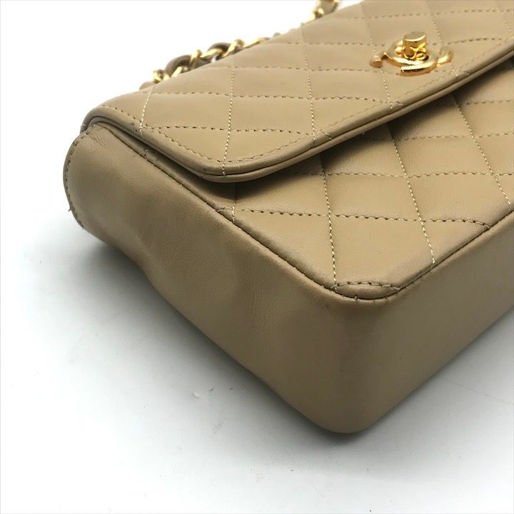 Chanel CC Logo Mini Quilted Turnlock Shoulder Bag Beige — view 5