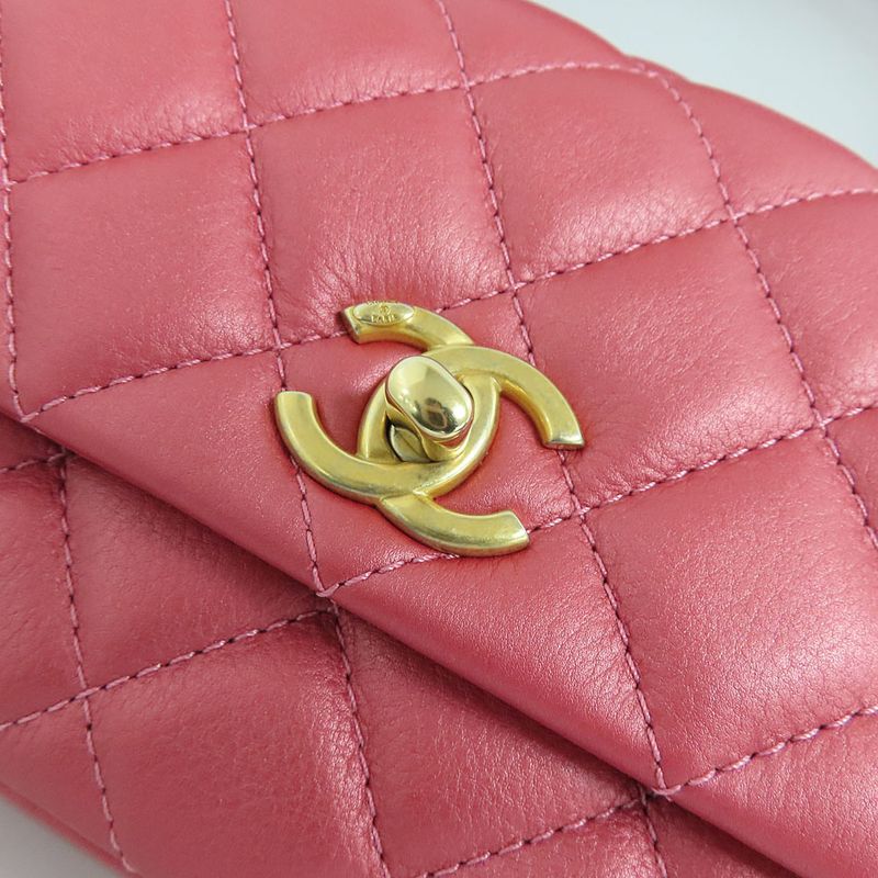 Chanel Top Handle Mini Flap Bag Pink As1226 Quilted Lambskin — view 7