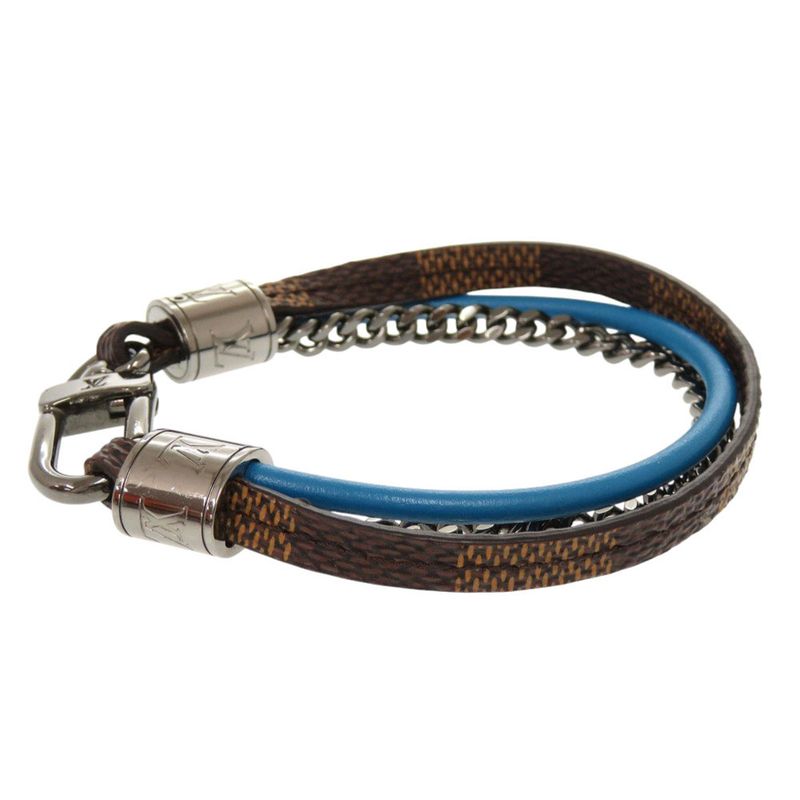 Louis Vuitton Treble Damier Leather Brown Blue Bracelet 0002 — view 4