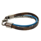 Louis Vuitton Treble Damier Leather Brown Blue Bracelet 0002 — view 4