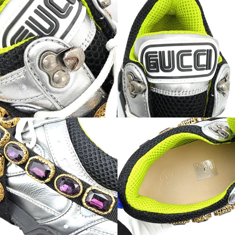 Gucci Flash Trek Bijou Sneakers Removable Silver — view 9