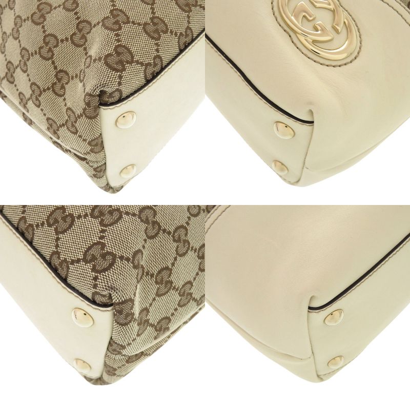 Gucci GG Canvas Leather Beige Tote Bag 1248 — view 4