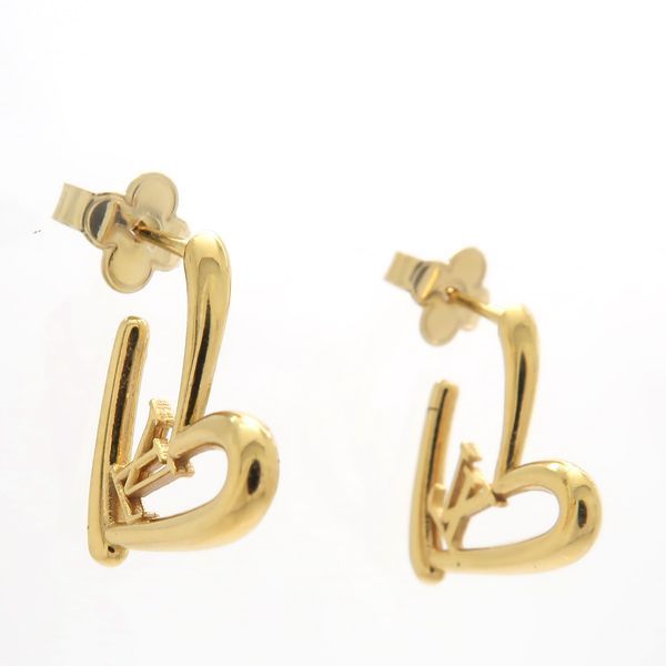 Louis Vuitton Book De Reuil Heart Fallen Love PM Earrings Gold Color GP — view 4