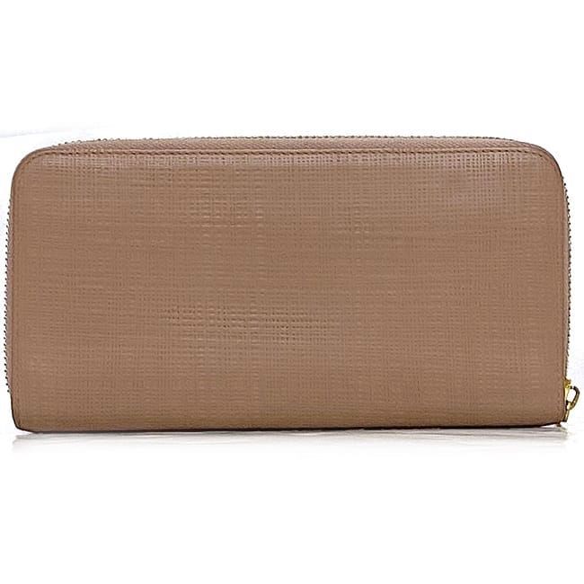 Loewe Round Zipper Long Wallet Beigepink Linen — view 2