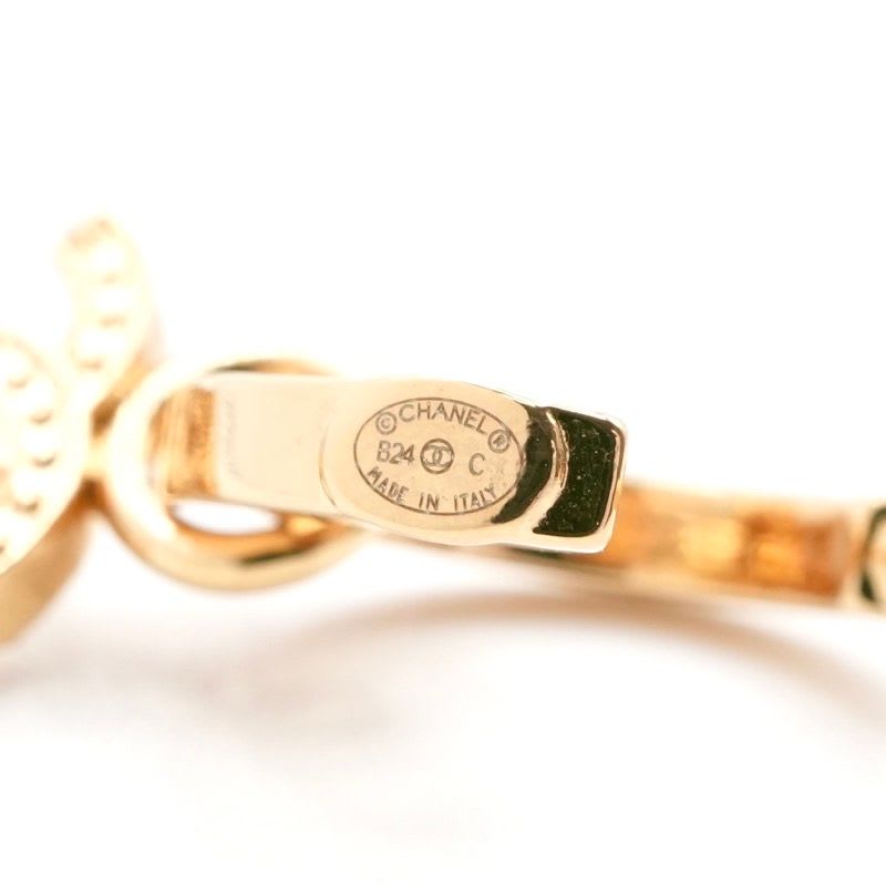 Chanel Earrings Gold Coco Mark Star Hoop Rhinestone — view 6
