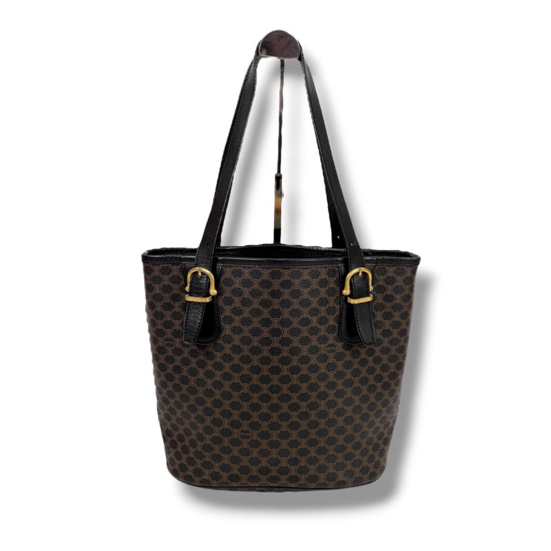 Celine Bucket Shape Tote Bag Black Macadam Pattern Leather — view 2