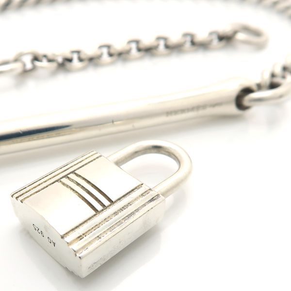 Hermes Cadena SV Necklace AG 925 Vintage Silver Box Padlock Bar — view 6