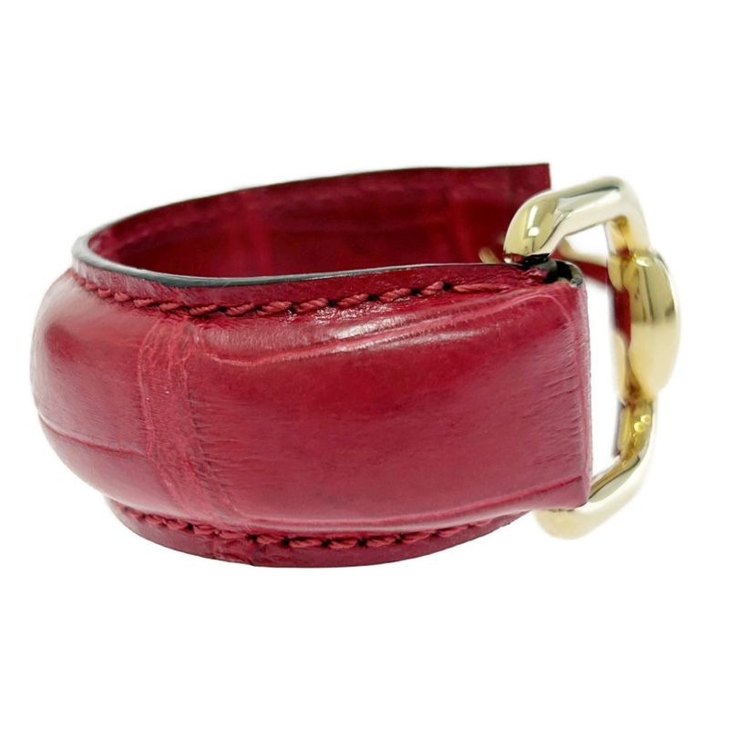 Gucci GP Leather Horsebit Bangle Red — view 5