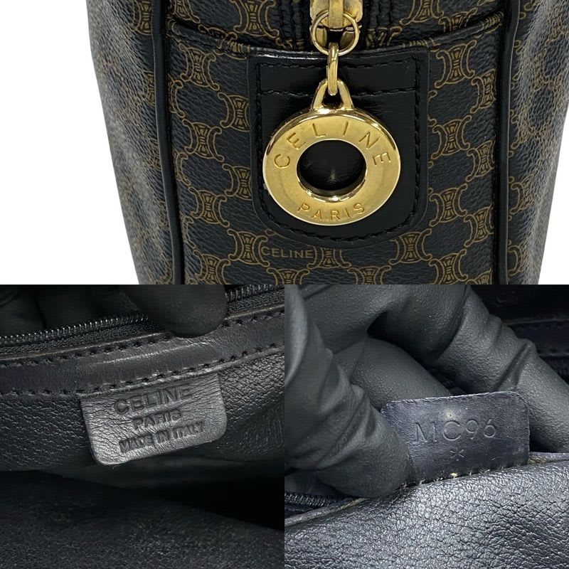 Celine Vintage Macadam Blason Triomphe Pattern Leather Handbag Mini Boston Bag — view 4